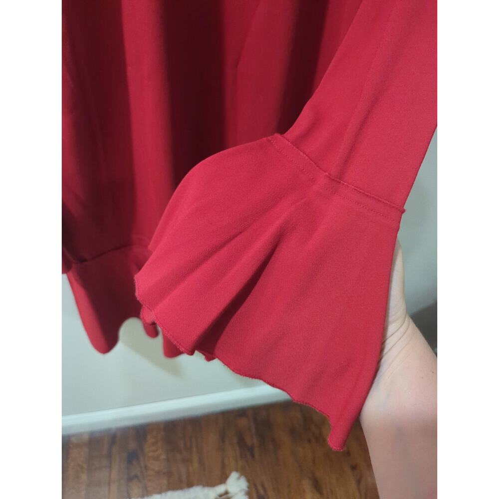 THEORY Red Bell Long Sleeve Dress - Picture 4 of 5